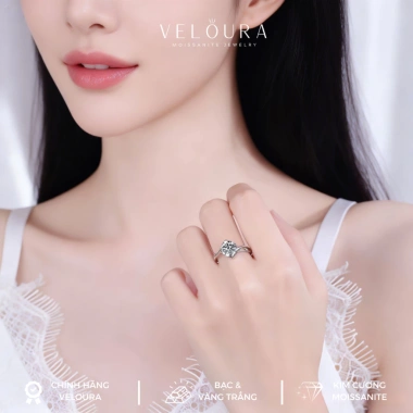 Nhẫn nữ kim cương Moissanite 1 Carat chính hãng VELOURA Nụ Hôn Thiên Thần cao cấp GRA VJN017 - Giá ưu đãi 1,179,000 VND