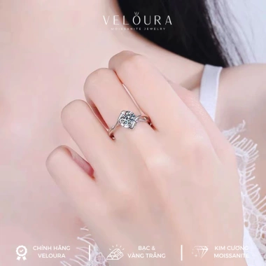 Nhẫn nữ kim cương Moissanite 1 Carat chính hãng VELOURA Nụ Hôn Thiên Thần cao cấp GRA VJN017 - Giá ưu đãi 1,179,000 VND