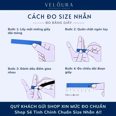 Nhẫn nữ kim cương Moissanite 1 Carat chính hãng VELOURA Nụ Hôn Thiên Thần cao cấp GRA VJN017 - Giá ưu đãi 1,179,000 VND