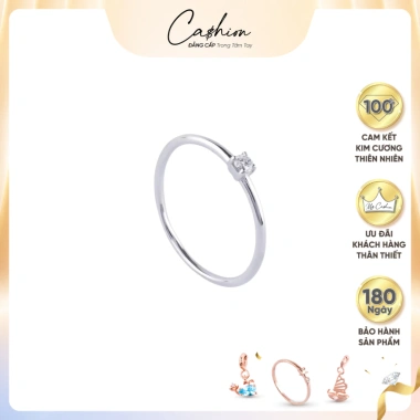 Nhẫn nữ kim cương tự nhiên 2.0-2.1 ly Vàng trắng 416 dạng trơn Cashion - Giá 2,999,000₫