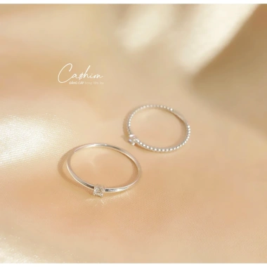 Nhẫn nữ kim cương tự nhiên 2.0-2.1 ly Vàng trắng 416 dạng trơn Cashion - Giá 2,999,000₫