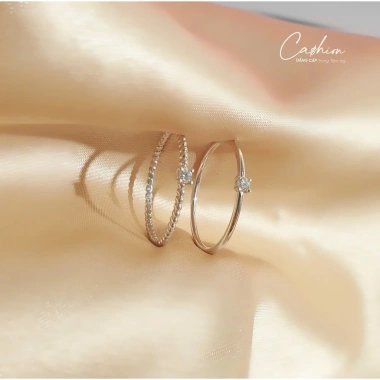 Nhẫn nữ kim cương tự nhiên 2.0-2.1 ly Vàng trắng 416 dạng trơn Cashion - Giá 2,999,000₫