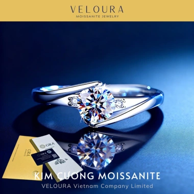 Nhẫn Nữ Moissanite 0,4ct Kim Cương Cong Mềm Mại – Chính Hãng VELOURA GRA VJN019