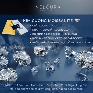 Nhẫn Nữ Moissanite 0,4ct Kim Cương Cong Mềm Mại – Chính Hãng VELOURA GRA VJN019