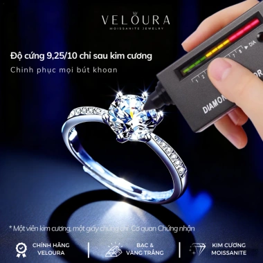 Nhẫn nữ Moissanite 1 Carat dáng sáu chấu - VELOURA chính hãng, giảm 22%