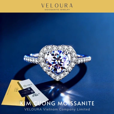 Nhẫn Nữ Moissanite 1 Carat Dáng Trái Tim Cao Cấp - Chính Hãng VELOURA Giảm 19%