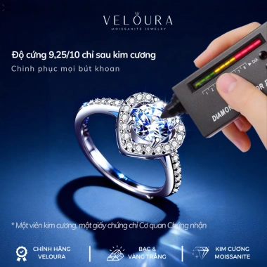 Nhẫn Nữ Moissanite 1 Carat Dáng Trái Tim Cao Cấp - Chính Hãng VELOURA Giảm 19% 3 Nhẫn Nữ Moissanite 1 Carat Dáng Trái Tim Cao Cấp - Chính Hãng VELOURA Giảm 19% 3