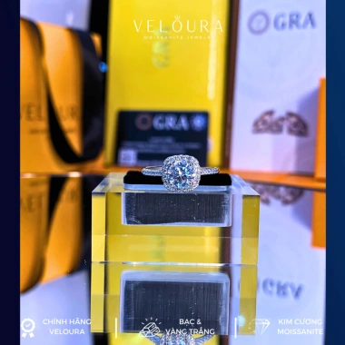 Nhẫn Nữ Moissanite 1 Carat Dáng Vuông Cao Cấp - Chính Hãng VELOURA GRA VJN005