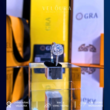 Nhẫn Nữ Moissanite 1 Carat Dáng Vuông Cao Cấp - Chính Hãng VELOURA GRA VJN005