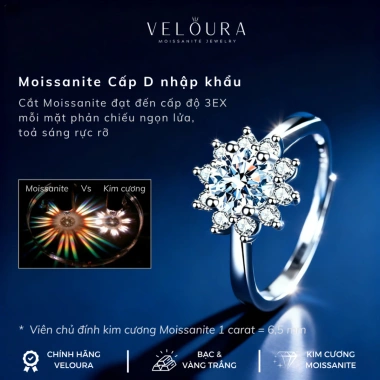 Nhẫn Nữ Moissanite 1 Carat VELOURA - Hoa Hướng Dương Cao Cấp, Giá chỉ 1.185.000 VND 2 Nhẫn Nữ Moissanite 1 Carat VELOURA - Hoa Hướng Dương Cao Cấp, Giá chỉ 1.185.000 VND 2