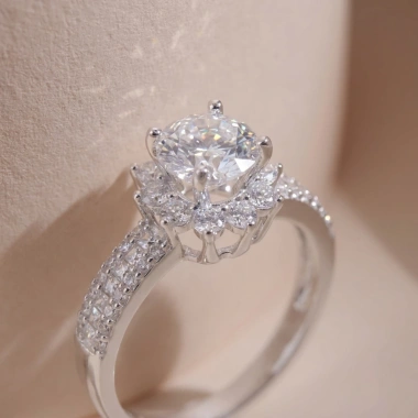 Nhẫn nữ Moissanite 5 ly 6 ly GRA LAVESTA KC07 mặt hoa kiêu hãnh - 910.000₫