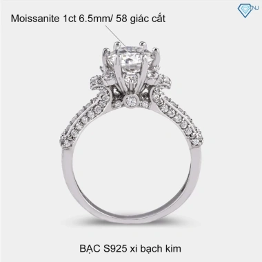 Nhẫn nữ Moissanite 6.5 ly hình thoi sang trọng, GRA, xi kim cao cấp NNM30 - 959.000₫