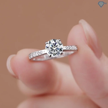 Nhẫn nữ Moissanite 6.5ly sang trọng, kiểm định GRA, xi bạch kim NNM1 - TNJ