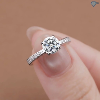 Nhẫn nữ Moissanite 6.5ly sang trọng, kiểm định GRA, xi bạch kim NNM1 - TNJ