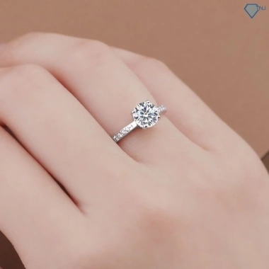 Nhẫn nữ Moissanite 6.5ly sang trọng, kiểm định GRA, xi bạch kim NNM1 - TNJ