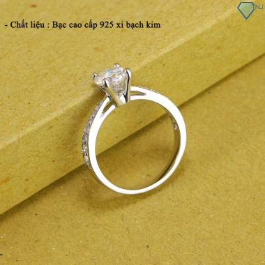 Nhẫn nữ Moissanite 6.5ly sang trọng, kiểm định GRA, xi bạch kim NNM1 - TNJ