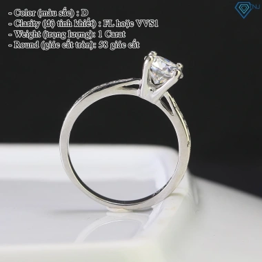 Nhẫn nữ Moissanite 6.5mm xi bạch kim, kiểm định GRA NNM39 - Giá chỉ 1.049.000đ