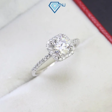 Nhẫn nữ Moissanite 6ly mặt đá vuông xi bạch kim GRA - NNM52, giá 649.000 VND
