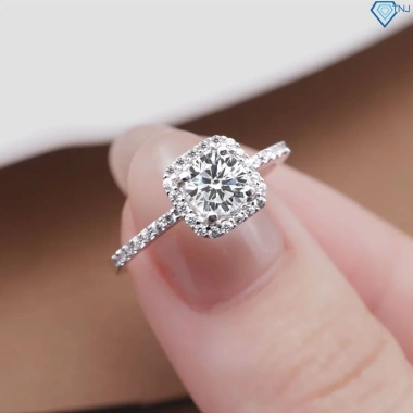 Nhẫn nữ Moissanite 6ly mặt đá vuông xi bạch kim GRA - NNM52, giá 649.000 VND