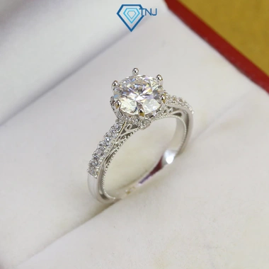 Nhẫn nữ Moissanite 8ly xi bạch kim sang trọng, kiểm định GRA, giá 1.189.000₫