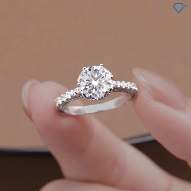 Nhẫn nữ Moissanite 8ly xi bạch kim sang trọng, kiểm định GRA, giá 1.189.000₫