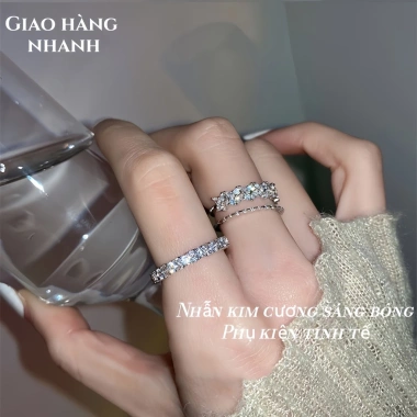 Nhẫn nữ ngón trỏ kim cương nhấp nháy - Thiết kế xếp chồng, giao 1 ngày, 34.000 VND