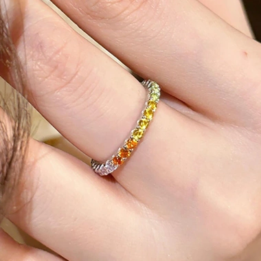 Nhẫn nữ zirconia bạc chuyển sắc cầu vồng - Thiết kế điều chỉnh, thời trang 3