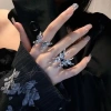 Nhẫn POOP Bướm Đều Hình Điều Chỉnh Mở - Bạc Gothic Côn Trùng Xu Hướng Nam Nữ 7