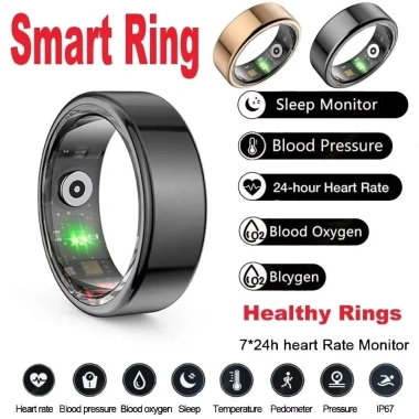 Nhẫn sức khỏe thông minh TIEZI IP68 chống nước – Theo dõi giấc ngủ, vỏ thép – Giá 337.920₫