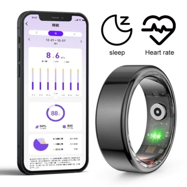 Nhẫn sức khỏe thông minh TIEZI IP68 chống nước – Theo dõi giấc ngủ, vỏ thép – Giá 337.920₫