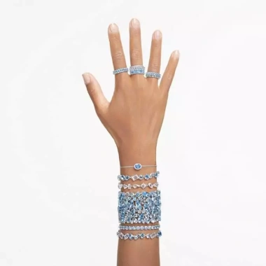 Nhẫn Swarovski S925 bạc Baguette xanh pha lê đá quý Quà Tặng Lễ Tình Nhân và Sinh Nhật