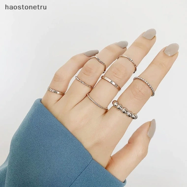 Nhẫn Vàng Ban Đầu Tròn Rỗng Hình Học Nữ - Thiết Kế Punk Thời Trang, Giá chỉ 36.850đ 4
