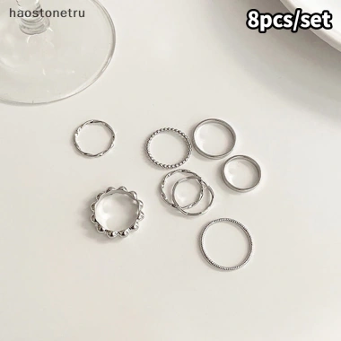 Nhẫn Vàng Ban Đầu Tròn Rỗng Hình Học Nữ - Thiết Kế Punk Thời Trang, Giá chỉ 36.850đ 6