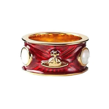 Nhẫn Vivienne Westwood King Ring Saturn Mother-of-Pearl hành tinh màu sắc, epoxy, giảm còn 166.380₫
