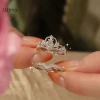 Nhẫn Vương Miện Zircon Hình Trái Tim Điều Chỉnh - Thiết Kế Công Chúa Đám Cưới, Quà Tặng Nữ 30k