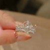 Nhẫn Vương Miện Zircon Hình Trái Tim Điều Chỉnh - Thiết Kế Công Chúa Đám Cưới, Quà Tặng Nữ 30k 6