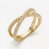 Nhẫn X LEANA Gold dát khối sáng bóng, đá zirconia, thiết kế đeo chéo phong cách nữ 3