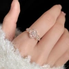 Nhẫn zirconia xếp chồng điều chỉnh size, thiết kế tối giản họa tiết hoa mở, quà tặng trang sức thanh lịch cho nữ