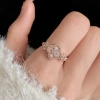 Nhẫn zirconia xếp chồng điều chỉnh size, thiết kế tối giản họa tiết hoa mở, quà tặng trang sức thanh lịch cho nữ 7