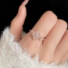 Nhẫn zirconia xếp chồng điều chỉnh size, thiết kế tối giản họa tiết hoa mở, quà tặng trang sức thanh lịch cho nữ 8
