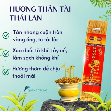 Nhang Hương Thần Tài Thái Lan Ít Khói Cuộn Tàn Vàng Ánh Kim - Thẻ 79, 185 Nén, Giá chỉ 38.000 VND 3