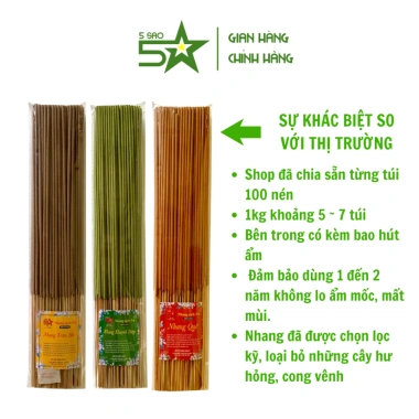 Nhang Sạch Thảo Mộc 5 sao 1kg - Hương dịu nhẹ, ít khói, an toàn, OCOP, 159.000 VND 9