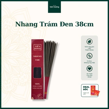 Nhang Sạch Trám Đen 38cm – Thơm Mùi Tết Xưa, Ít Khói, Tự Nhiên, Giá ưu đãi 50.000₫ (giảm từ 62.000₫)
