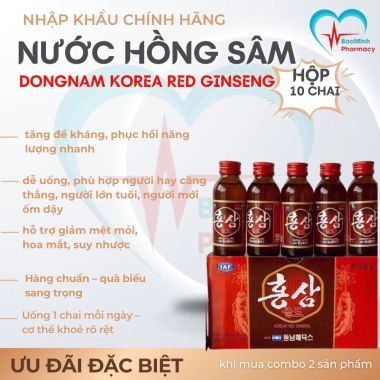 Nhập Khẩu Nước Hồng Sâm Nguyên Chất Hàn Quốc – Hộp 10 chai Giá chỉ 75.905đ