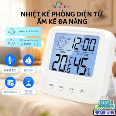 Nhiệt kế điện tử 3 trong 1 đo nhiệt độ và độ ẩm phòng ngủ bé - Giá chỉ 90.000đ
