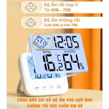 Nhiệt kế điện tử 3 trong 1 đo nhiệt độ và độ ẩm phòng ngủ bé - Giá chỉ 90.000đ