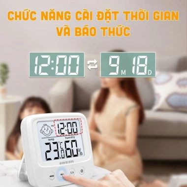 Nhiệt kế điện tử EMOON 4 trong 1: đo nhiệt độ, độ ẩm, báo thời gian, cảnh báo cảm xúc, đèn LED - giảm giá 125.000₫ 3 Nhiệt kế điện tử EMOON 4 trong 1: đo nhiệt độ, độ ẩm, báo thời gian, cảnh báo cảm xúc, đèn LED - giảm giá 125.000₫ 3