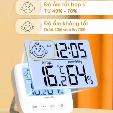 Nhiệt kế điện tử EMOON 4 trong 1: đo nhiệt độ, độ ẩm, báo thời gian, cảnh báo cảm xúc, đèn LED - giảm giá 125.000₫ 6 Nhiệt kế điện tử EMOON 4 trong 1: đo nhiệt độ, độ ẩm, báo thời gian, cảnh báo cảm xúc, đèn LED - giảm giá 125.000₫ 6