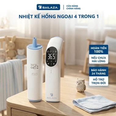Nhiệt kế điện tử hồng ngoại 3 trong 1 Sailaza AOJ20F cao cấp, bảo hành 24 tháng, giá 609.000₫