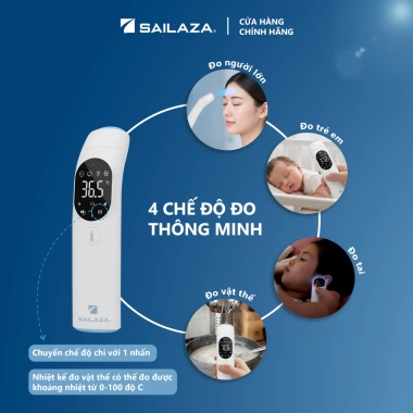 Nhiệt kế điện tử hồng ngoại 3 trong 1 Sailaza AOJ20F cao cấp, bảo hành 24 tháng, giá 609.000₫ 2